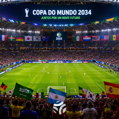 O mundo inteiro se encontra na Copa do Mundo 2034. copa do Mundo 2034